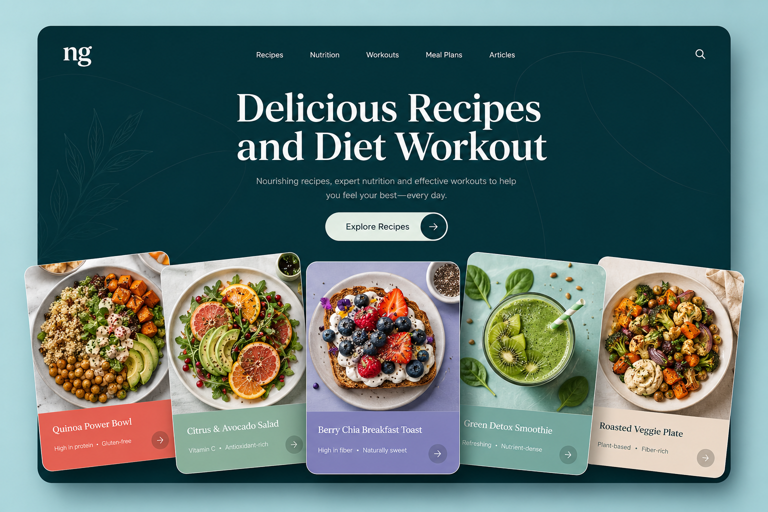 A polished online recipe and wellness storefront