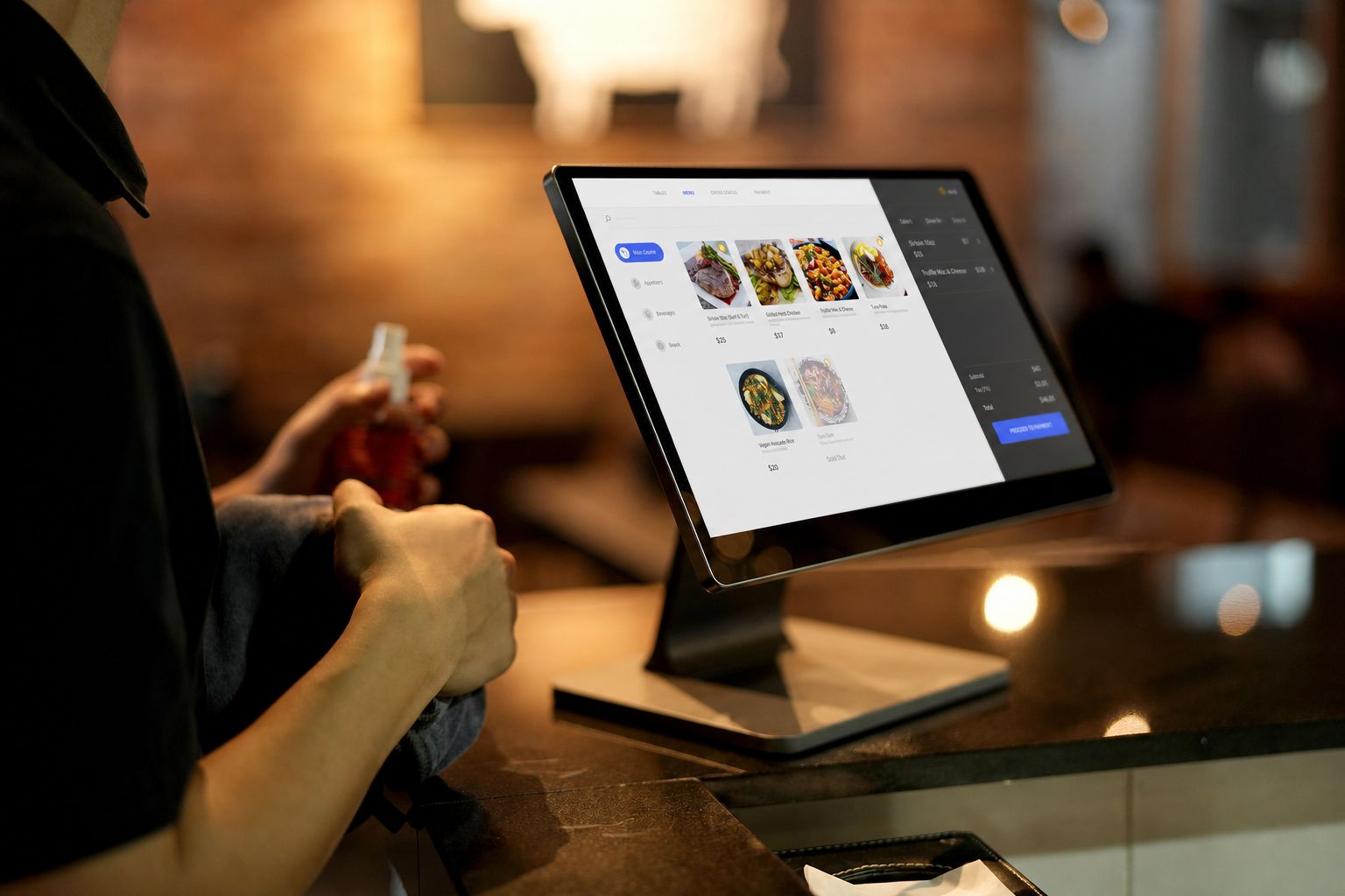 A point-of-sale system used for an in-person transaction
